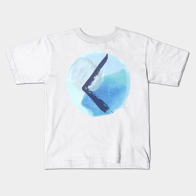 Kenaz On Blue Watercolor (Runes and Watercolors) Kids T-Shirt by El Onix